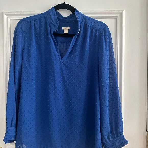 J. Crew 3/4 Sleeve Blue Blouse - Picture 2 of 4